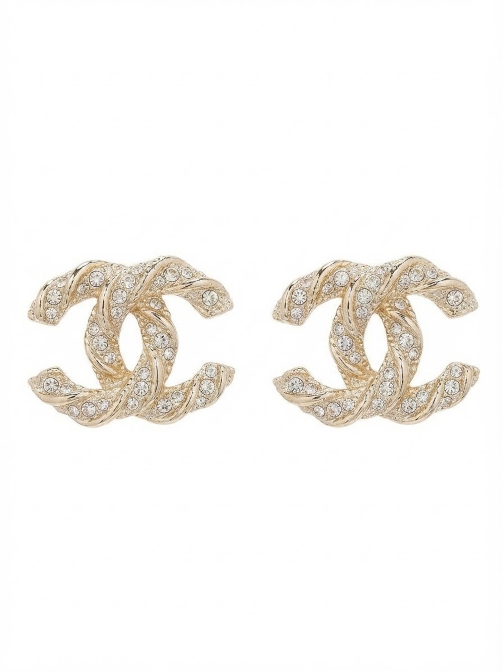 Gold-Tone Crystal Interlocking Letter C Stud Earrings